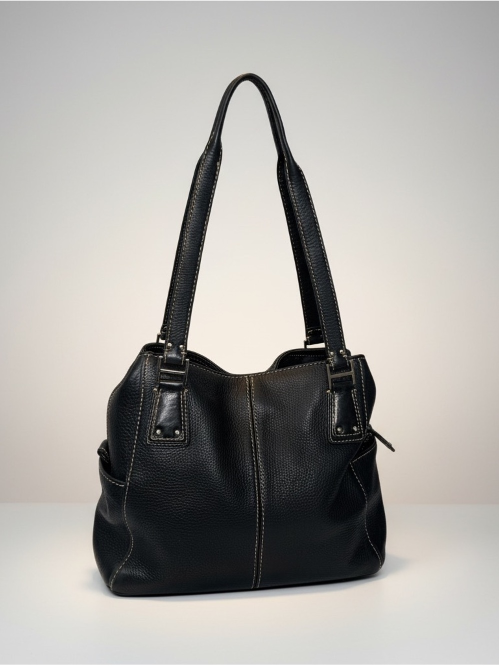 Fossil Pebbled Leather Black Tote Bag 9.5"Х8.5"X4.25"